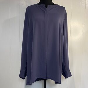 J. Jill Blouse Tunic Wearever Collection Flowy Minimalist Steel Blue Size Large